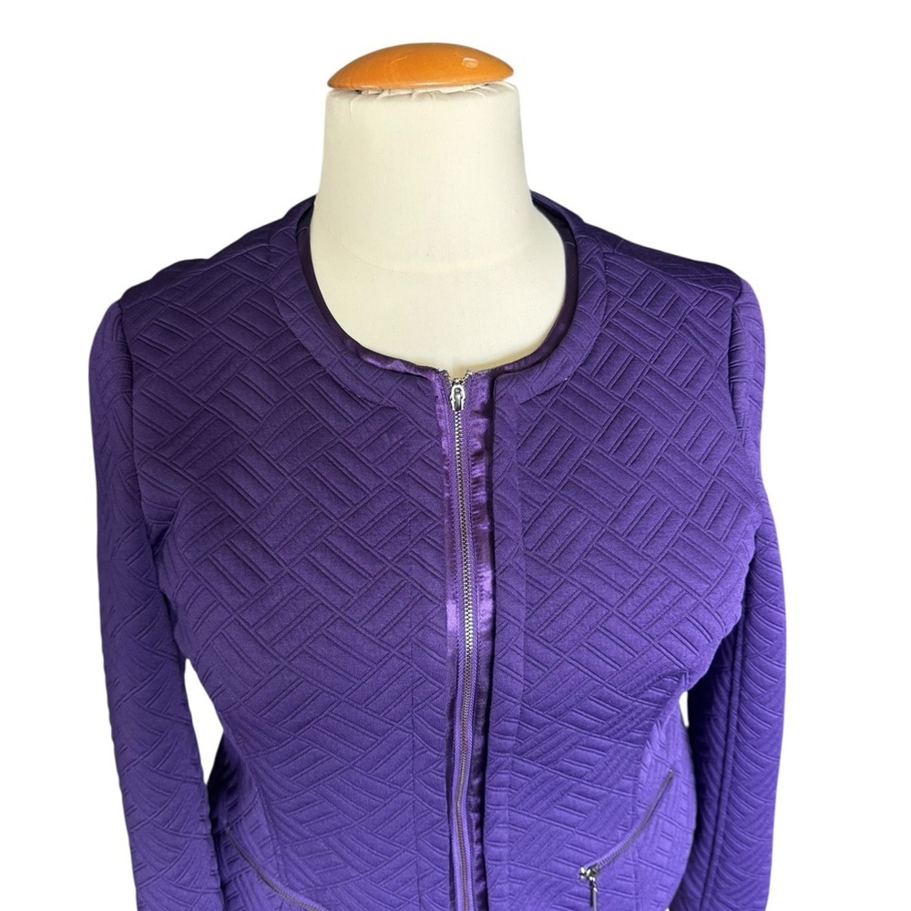 Laura Ashley Purple Quilted Zip Front Jacket Women’s PXL Geometric Lined Pockets - Picture 8 of 11